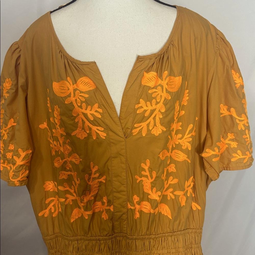 ANTHROPOLOGIE The Somerset Maxi Dress Embroidered Edition Orange - Picture 7 of 9